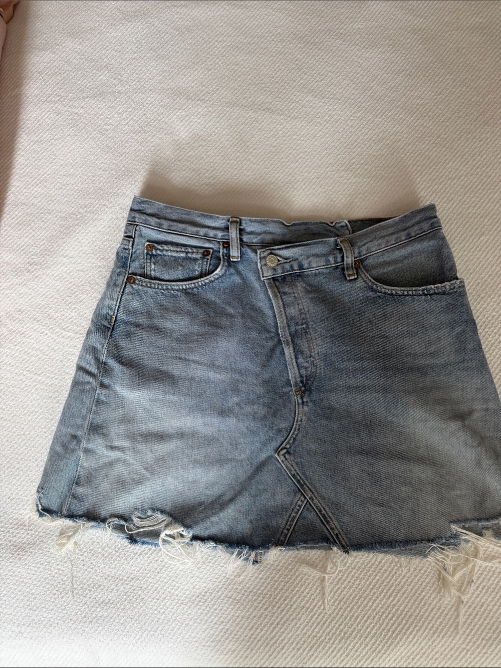 Agolde Light Blue Denim Mini Skirt